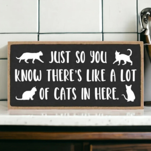 "just so you know there's a lot of cats in here" wooden sign wall decor - Picture 1 of 3